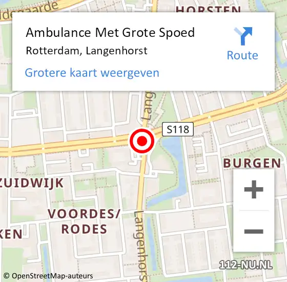Locatie op kaart van de 112 melding: Ambulance Met Grote Spoed Naar Rotterdam, Langenhorst op 19 juli 2019 23:05