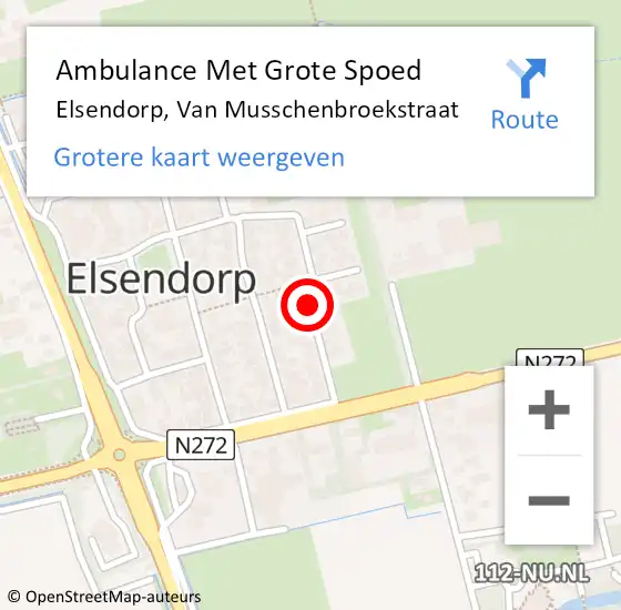 Locatie op kaart van de 112 melding: Ambulance Met Grote Spoed Naar Elsendorp, Van Musschenbroekstraat op 20 juli 2019 00:11