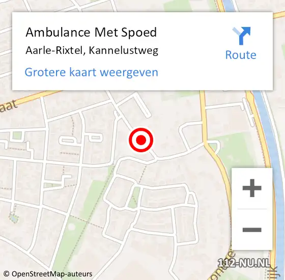 Locatie op kaart van de 112 melding: Ambulance Met Spoed Naar Aarle-Rixtel, Kannelustweg op 20 juli 2019 00:58
