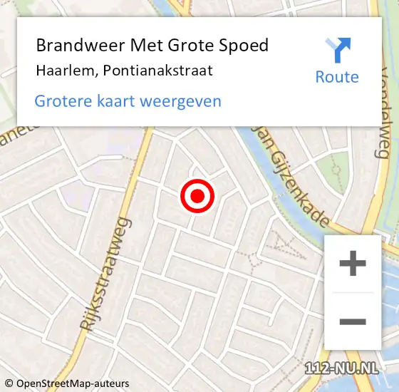 Locatie op kaart van de 112 melding: Brandweer Met Grote Spoed Naar Haarlem, Pontianakstraat op 20 juli 2019 01:46