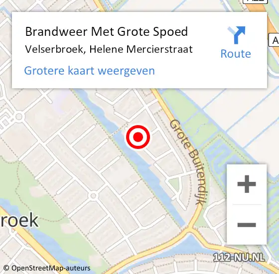 Locatie op kaart van de 112 melding: Brandweer Met Grote Spoed Naar Velserbroek, Helene Mercierstraat op 20 juli 2019 02:42