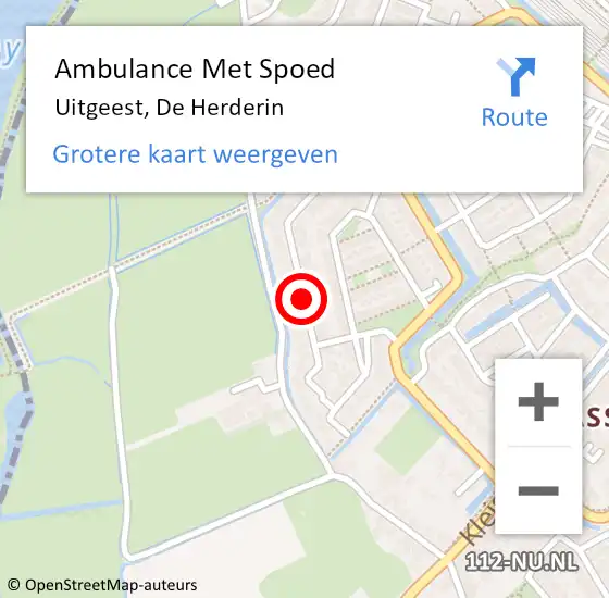 Locatie op kaart van de 112 melding: Ambulance Met Spoed Naar Uitgeest, De Herderin op 20 juli 2019 02:59
