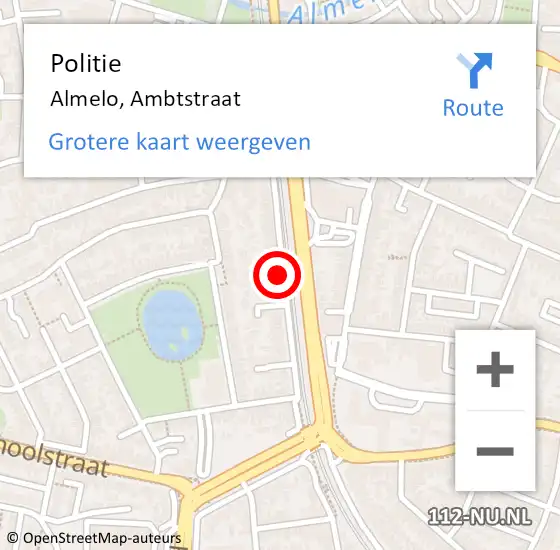 Locatie op kaart van de 112 melding: Politie Almelo, Ambtstraat op 20 juli 2019 03:24