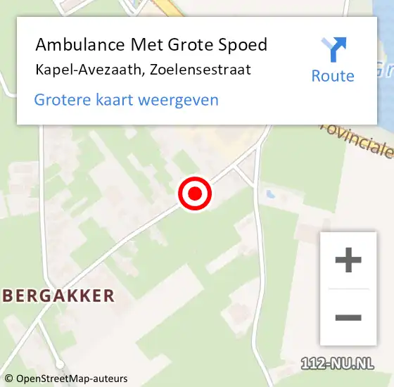Locatie op kaart van de 112 melding: Ambulance Met Grote Spoed Naar Kapel-Avezaath, Zoelensestraat op 20 juli 2019 07:22
