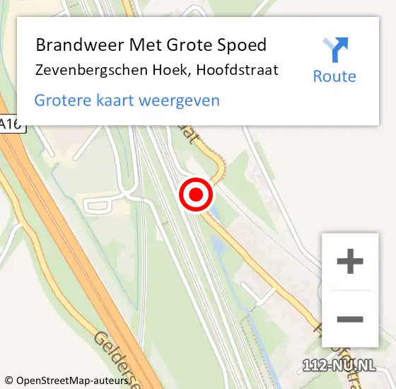 Locatie op kaart van de 112 melding: Brandweer Met Grote Spoed Naar Zevenbergschen Hoek, Hoofdstraat op 20 juli 2019 09:59