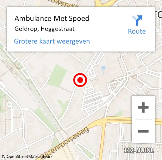 Locatie op kaart van de 112 melding: Ambulance Met Spoed Naar Geldrop, Heggestraat op 20 juli 2019 10:03