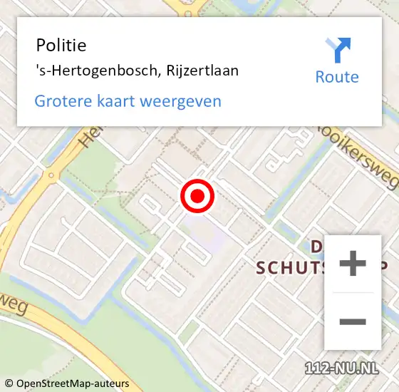 Locatie op kaart van de 112 melding: Politie 's-Hertogenbosch, Rijzertlaan op 20 juli 2019 10:16