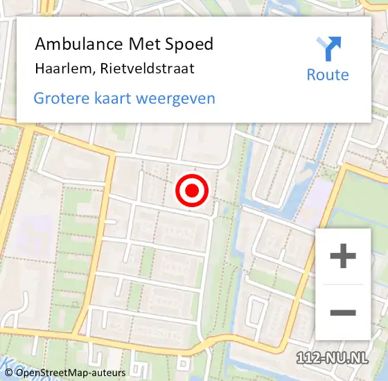 Locatie op kaart van de 112 melding: Ambulance Met Spoed Naar Haarlem, Rietveldstraat op 20 juli 2019 10:24