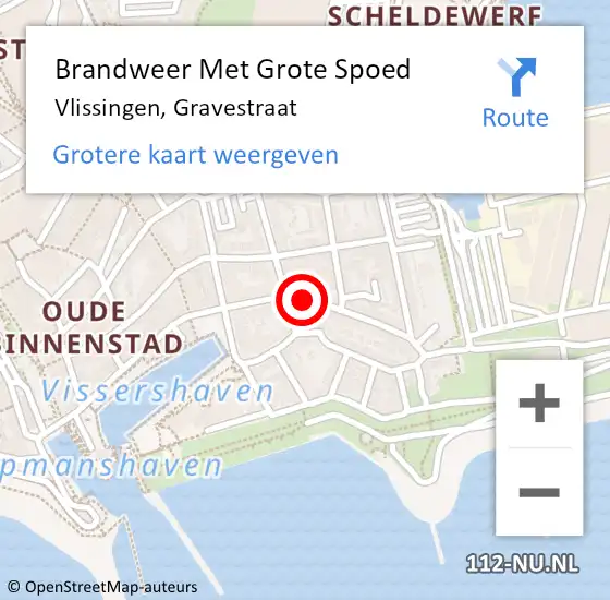 Locatie op kaart van de 112 melding: Brandweer Met Grote Spoed Naar Vlissingen, Gravestraat op 20 juli 2019 11:59