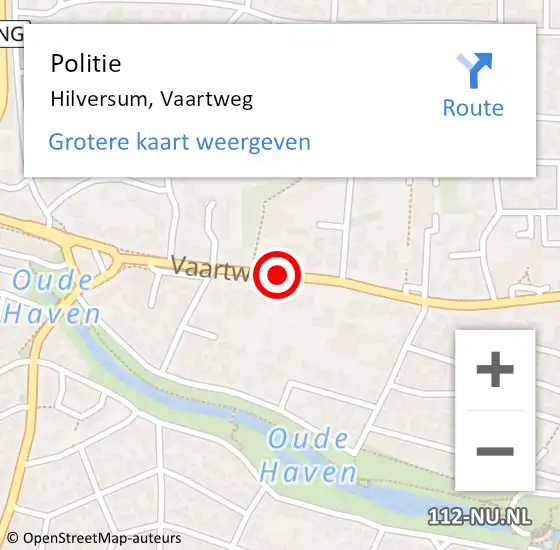 Locatie op kaart van de 112 melding: Politie Hilversum, Vaartweg op 20 juli 2019 12:01
