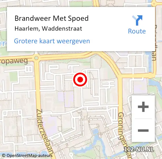 Locatie op kaart van de 112 melding: Brandweer Met Spoed Naar Haarlem, Waddenstraat op 20 juli 2019 12:02