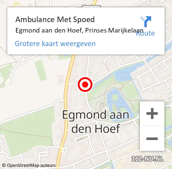 Locatie op kaart van de 112 melding: Ambulance Met Spoed Naar Egmond aan den Hoef, Prinses Marijkelaan op 20 juli 2019 12:18