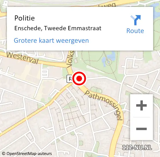 Locatie op kaart van de 112 melding: Politie Enschede, Tweede Emmastraat op 20 juli 2019 12:25