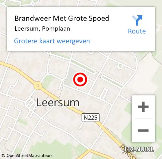 Locatie op kaart van de 112 melding: Brandweer Met Grote Spoed Naar Leersum, Pomplaan op 20 juli 2019 13:49