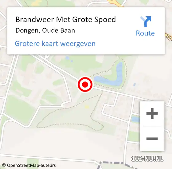 Locatie op kaart van de 112 melding: Brandweer Met Grote Spoed Naar Dongen, Oude Baan op 20 juli 2019 14:04