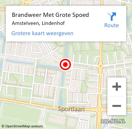 Locatie op kaart van de 112 melding: Brandweer Met Grote Spoed Naar Amstelveen, Lindenhof op 20 juli 2019 14:41