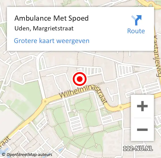 Locatie op kaart van de 112 melding: Ambulance Met Spoed Naar Uden, Margrietstraat op 20 juli 2019 15:00