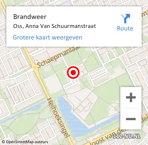 Locatie op kaart van de 112 melding: Brandweer Oss, Anna Van Schuurmanstraat op 20 juli 2019 15:08