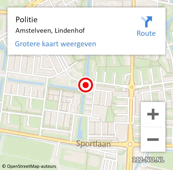 Locatie op kaart van de 112 melding: Politie Amstelveen, Lindenhof op 20 juli 2019 15:09