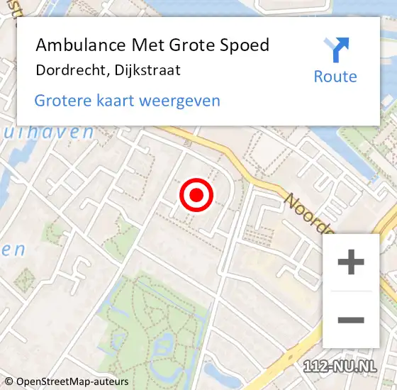 Locatie op kaart van de 112 melding: Ambulance Met Grote Spoed Naar Dordrecht, Dijkstraat op 20 juli 2019 15:09