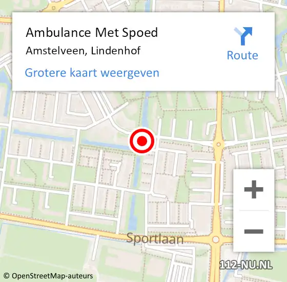 Locatie op kaart van de 112 melding: Ambulance Met Spoed Naar Amstelveen, Lindenhof op 20 juli 2019 16:02