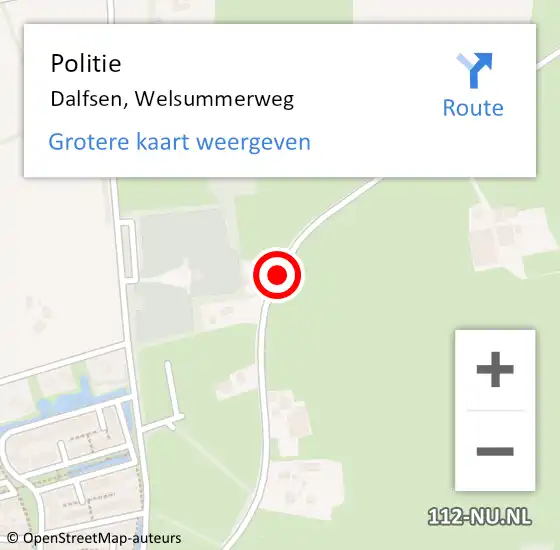 Locatie op kaart van de 112 melding: Politie Dalfsen, Welsummerweg op 20 juli 2019 16:10