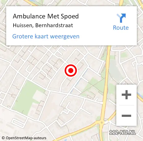Locatie op kaart van de 112 melding: Ambulance Met Spoed Naar Huissen, Bernhardstraat op 20 juli 2019 16:12