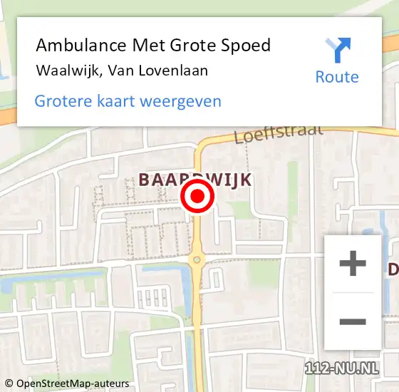 Locatie op kaart van de 112 melding: Ambulance Met Grote Spoed Naar Waalwijk, Van Lovenlaan op 20 juli 2019 16:12