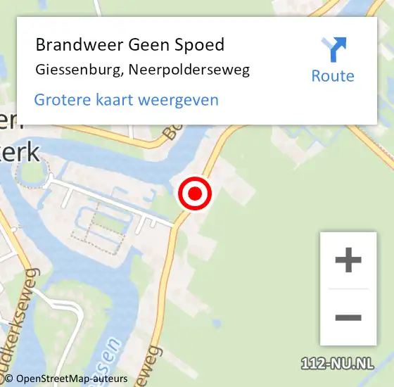 Locatie op kaart van de 112 melding: Brandweer Geen Spoed Naar Giessenburg, Neerpolderseweg op 20 juli 2019 17:03