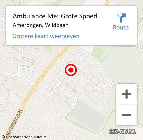 Locatie op kaart van de 112 melding: Ambulance Met Grote Spoed Naar Amerongen, Wildbaan op 20 juli 2019 19:15