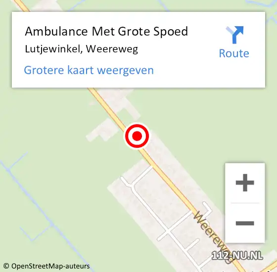 Locatie op kaart van de 112 melding: Ambulance Met Grote Spoed Naar Lutjewinkel, Weereweg op 8 april 2014 07:35