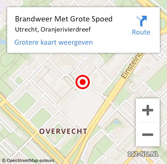 Locatie op kaart van de 112 melding: Brandweer Met Grote Spoed Naar Utrecht, Oranjerivierdreef op 20 juli 2019 19:28