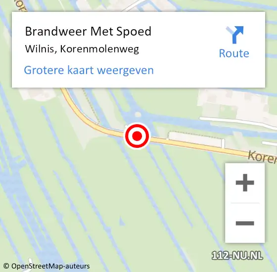 Locatie op kaart van de 112 melding: Brandweer Met Spoed Naar Wilnis, Korenmolenweg op 20 juli 2019 19:43