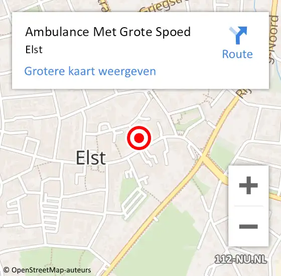 Locatie op kaart van de 112 melding: Ambulance Met Grote Spoed Naar Elst op 20 juli 2019 19:45