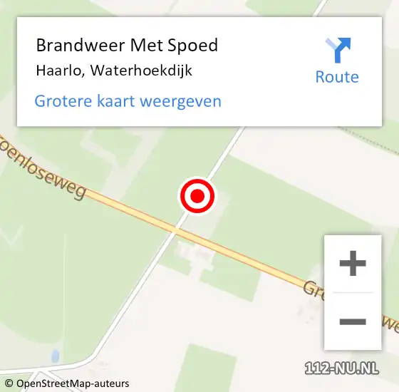 Locatie op kaart van de 112 melding: Brandweer Met Spoed Naar Haarlo, Waterhoekdijk op 20 juli 2019 20:19