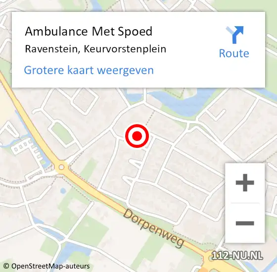 Locatie op kaart van de 112 melding: Ambulance Met Spoed Naar Ravenstein, Keurvorstenplein op 20 juli 2019 20:31