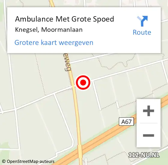 Locatie op kaart van de 112 melding: Ambulance Met Grote Spoed Naar Knegsel, Moormanlaan op 20 juli 2019 21:02