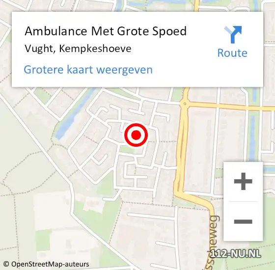 Locatie op kaart van de 112 melding: Ambulance Met Grote Spoed Naar Vught, Kempkeshoeve op 20 juli 2019 21:16