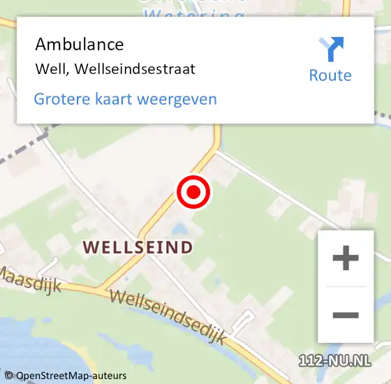 Locatie op kaart van de 112 melding: Ambulance Well, Wellseindsestraat op 8 april 2014 07:55