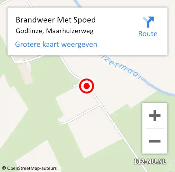 Locatie op kaart van de 112 melding: Brandweer Met Spoed Naar Godlinze, Maarhuizerweg op 20 juli 2019 23:05