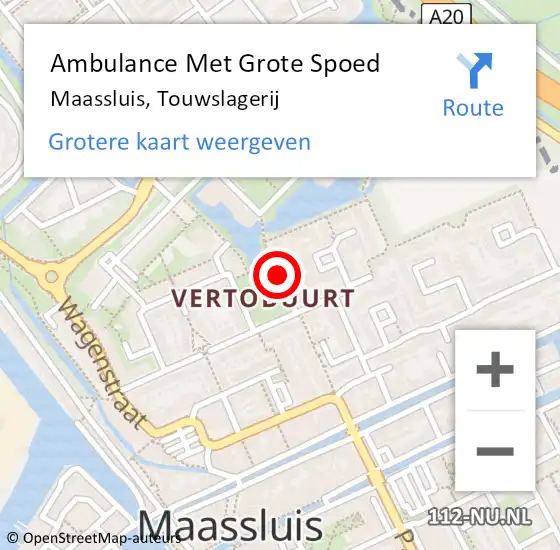 Locatie op kaart van de 112 melding: Ambulance Met Grote Spoed Naar Maassluis, Touwslagerij op 20 juli 2019 23:06