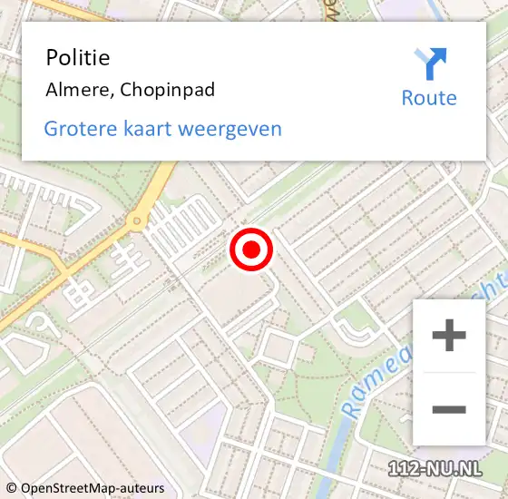 Locatie op kaart van de 112 melding: Politie Almere, Chopinpad op 20 juli 2019 23:07