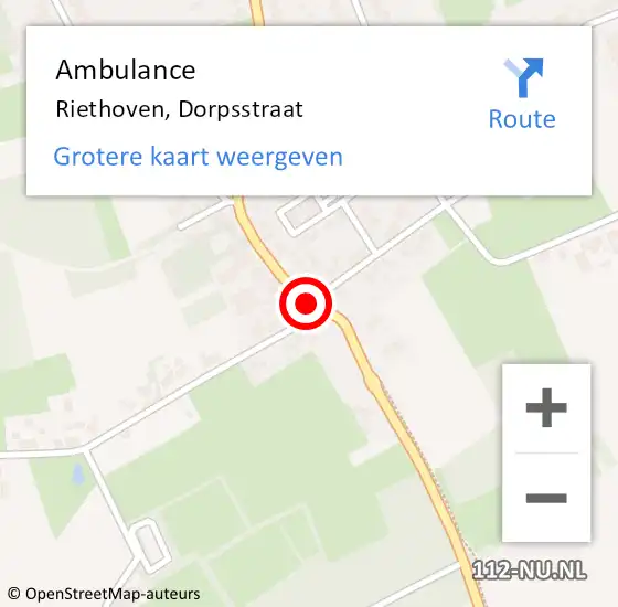 Locatie op kaart van de 112 melding: Ambulance Riethoven, Dorpsstraat op 21 juli 2019 01:03