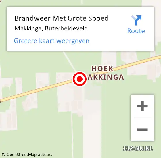 Locatie op kaart van de 112 melding: Brandweer Met Grote Spoed Naar Makkinga, Buterheideveld op 21 juli 2019 01:34