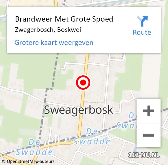 Locatie op kaart van de 112 melding: Brandweer Met Grote Spoed Naar Zwagerbosch, Boskwei op 21 juli 2019 02:49