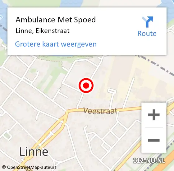 Locatie op kaart van de 112 melding: Ambulance Met Spoed Naar Linne, Eikenstraat op 21 juli 2019 04:15