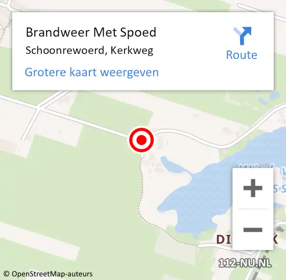 Locatie op kaart van de 112 melding: Brandweer Met Spoed Naar Schoonrewoerd, Kerkweg op 21 juli 2019 06:41