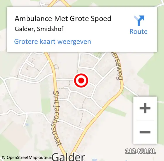 Locatie op kaart van de 112 melding: Ambulance Met Grote Spoed Naar Galder, Smidshof op 21 juli 2019 07:35