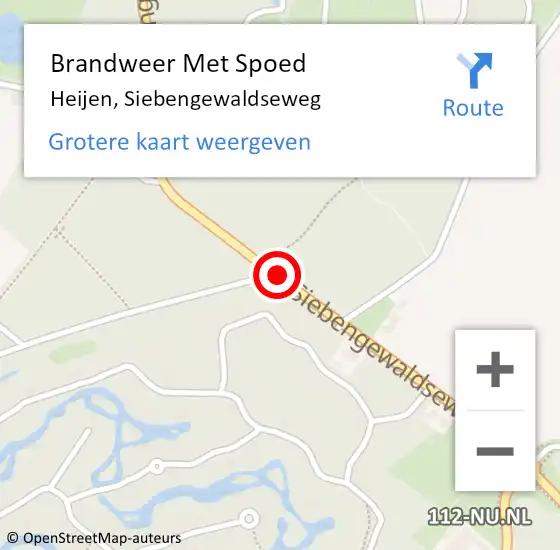 Locatie op kaart van de 112 melding: Brandweer Met Spoed Naar Heijen, Siebengewaldseweg op 21 juli 2019 08:12