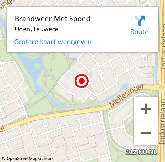 Locatie op kaart van de 112 melding: Brandweer Met Spoed Naar Uden, Lauwere op 21 juli 2019 08:14